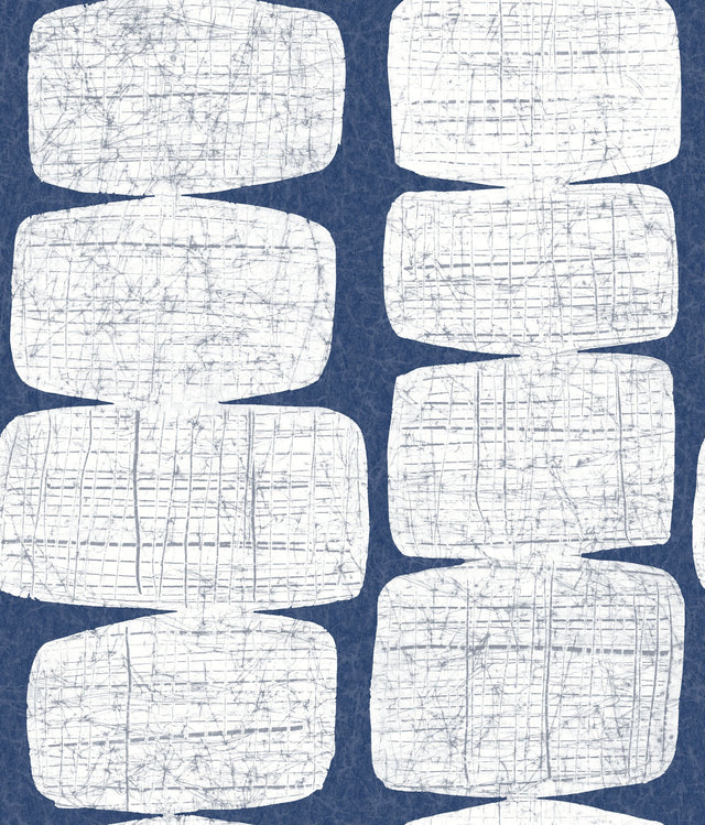 Mid-Century Beads Blue Peel & Stick Wallpaper with Geometric Abstract Motif - York RMK12346PL