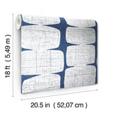 Mid-Century Beads Blue Peel & Stick Wallpaper with Geometric Abstract Motif - York RMK12346PL