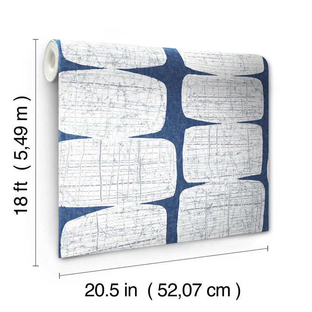 Mid-Century Beads Blue Peel & Stick Wallpaper with Geometric Abstract Motif - York RMK12346PL