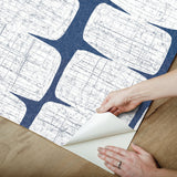 Mid-Century Beads Blue Peel & Stick Wallpaper with Geometric Abstract Motif - York RMK12346PL
