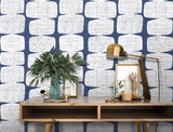 Mid-Century Beads Blue Peel & Stick Wallpaper with Geometric Abstract Motif - York RMK12346PL