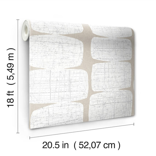 Mid-Century Beads White Peel & Stick Wallpaper with Geometric Abstract Motif - York RMK12347PL