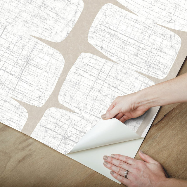 Mid-Century Beads White Peel & Stick Wallpaper with Geometric Abstract Motif - York RMK12347PL