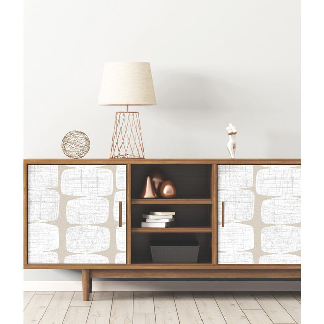 Mid-Century Beads White Peel & Stick Wallpaper with Geometric Abstract Motif - York RMK12347PL