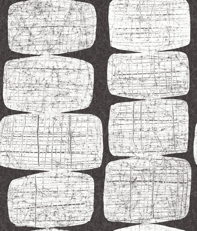 Mid-Century Beads Black Peel & Stick Wallpaper with Geometric Abstract Motif - York RMK12348PL