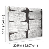 Mid-Century Beads Black Peel & Stick Wallpaper with Geometric Abstract Motif - York RMK12348PL