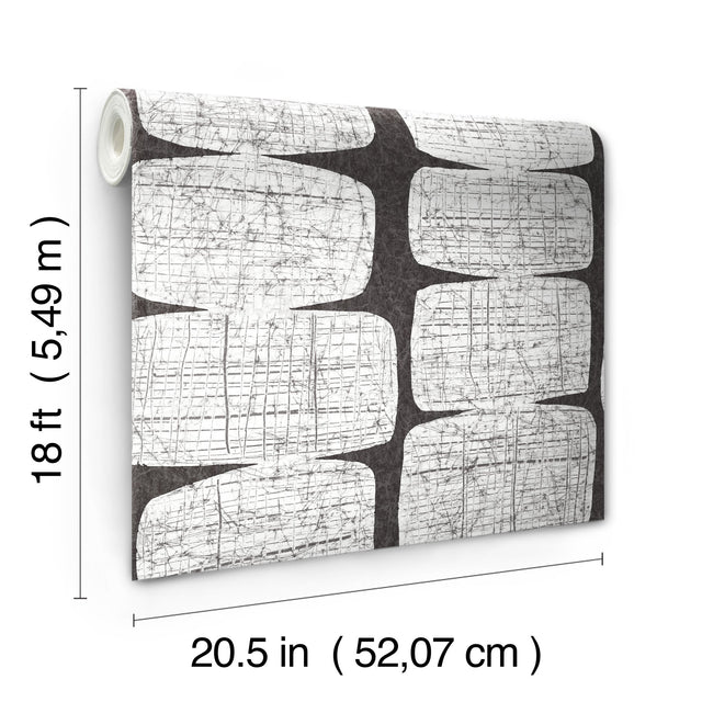 Mid-Century Beads Black Peel & Stick Wallpaper with Geometric Abstract Motif - York RMK12348PL