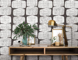 Mid-Century Beads Black Peel & Stick Wallpaper with Geometric Abstract Motif - York RMK12348PL