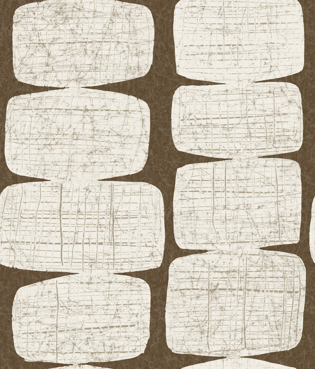 Mid-Century Beads Brown Peel & Stick Wallpaper with Geometric Abstract Motif - York RMK12349PL