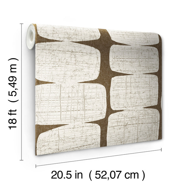 Mid-Century Beads Brown Peel & Stick Wallpaper with Geometric Abstract Motif - York RMK12349PL