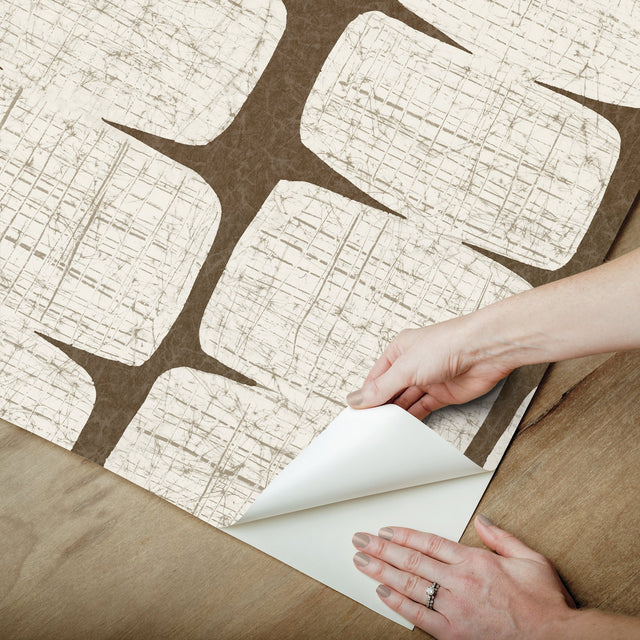 Mid-Century Beads Brown Peel & Stick Wallpaper with Geometric Abstract Motif - York RMK12349PL