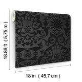 Star Wars The Dark Side Damask Charcoal Peel & Stick Wallpaper with Eclectic Graphic Damask Pattern - York RMK12352RL