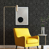Star Wars The Dark Side Damask Charcoal Peel & Stick Wallpaper with Eclectic Graphic Damask Pattern - York RMK12352RL