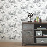 Harry Potter Map White Peel & Stick Vinyl Wallpaper with Whimsical Novelty Pattern - York RMK12353PL