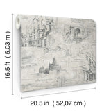 Harry Potter Map Taupe Peel & Stick Wallpaper with Whimsical Novelty Pattern - York RMK12354PL