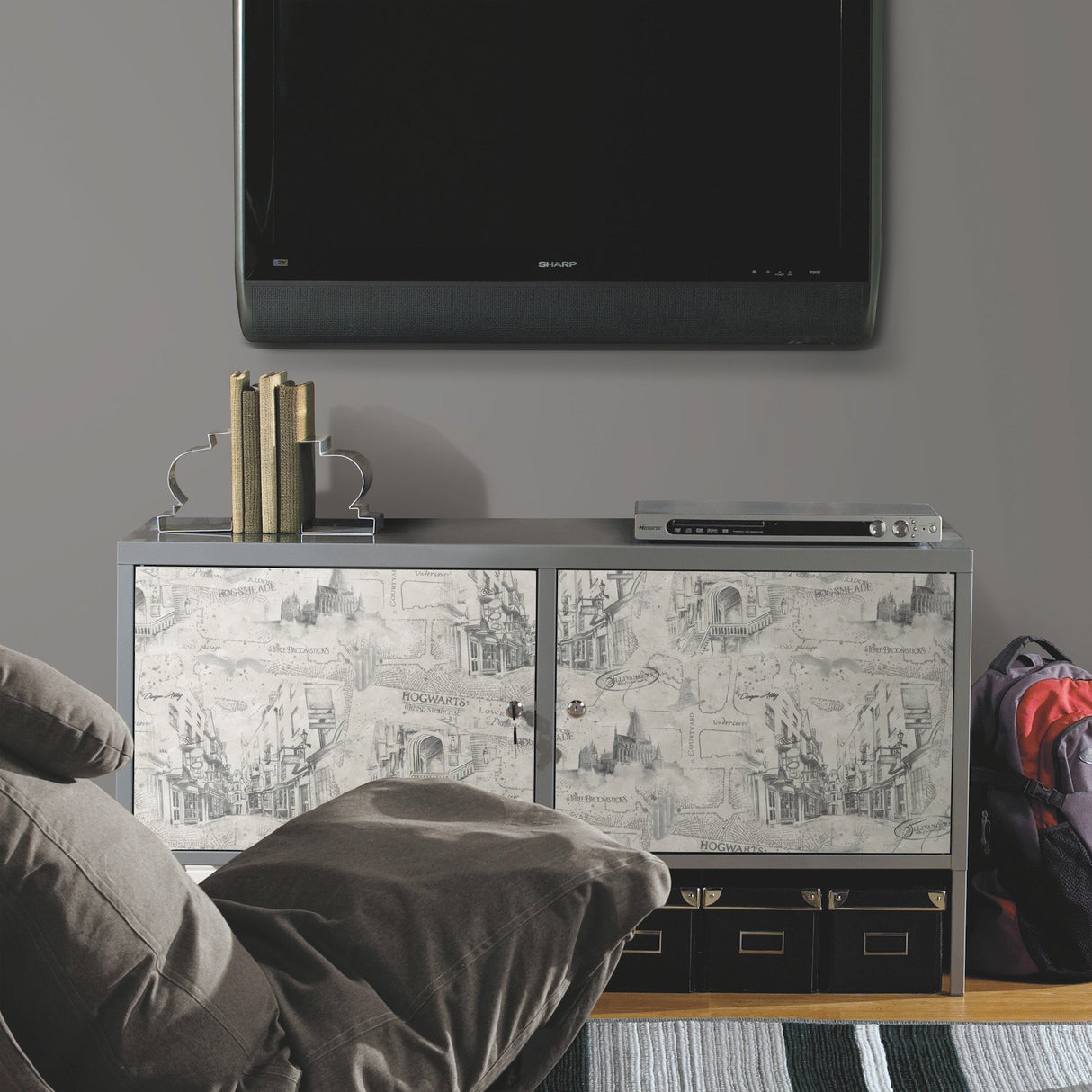 Harry Potter Map Taupe Peel & Stick Wallpaper with Whimsical Novelty Pattern - York RMK12354PL
