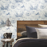Harry Potter Map Blue Peel & Stick Vinyl Wallpaper with Whimsical Novelty Pattern - York RMK12355PL