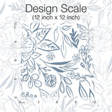 Floral Sketch Blue Peel & Stick Wallpaper with Botanical Floral Sketch Motif - York RMK12361PLW