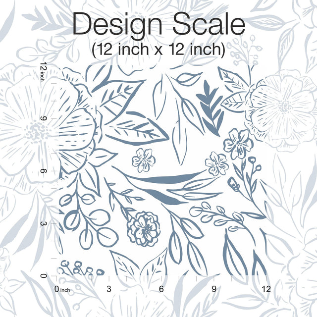 Floral Sketch Blue Peel & Stick Wallpaper with Botanical Floral Sketch Motif - York RMK12361PLW