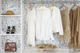 Floral Sketch Blue Peel & Stick Wallpaper with Botanical Floral Sketch Motif - York RMK12361PLW
