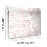 Floral Sketch Pink Peel & Stick Wallpaper with Botanical Floral Pattern - York RMK12362PLW