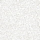 Cat Coquillette Berry Branches Taupe Peel & Stick Wallpaper with Metallic Nature Motif - York RMK12368PL