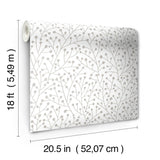 Cat Coquillette Berry Branches Taupe Peel & Stick Wallpaper with Metallic Nature Motif - York RMK12368PL
