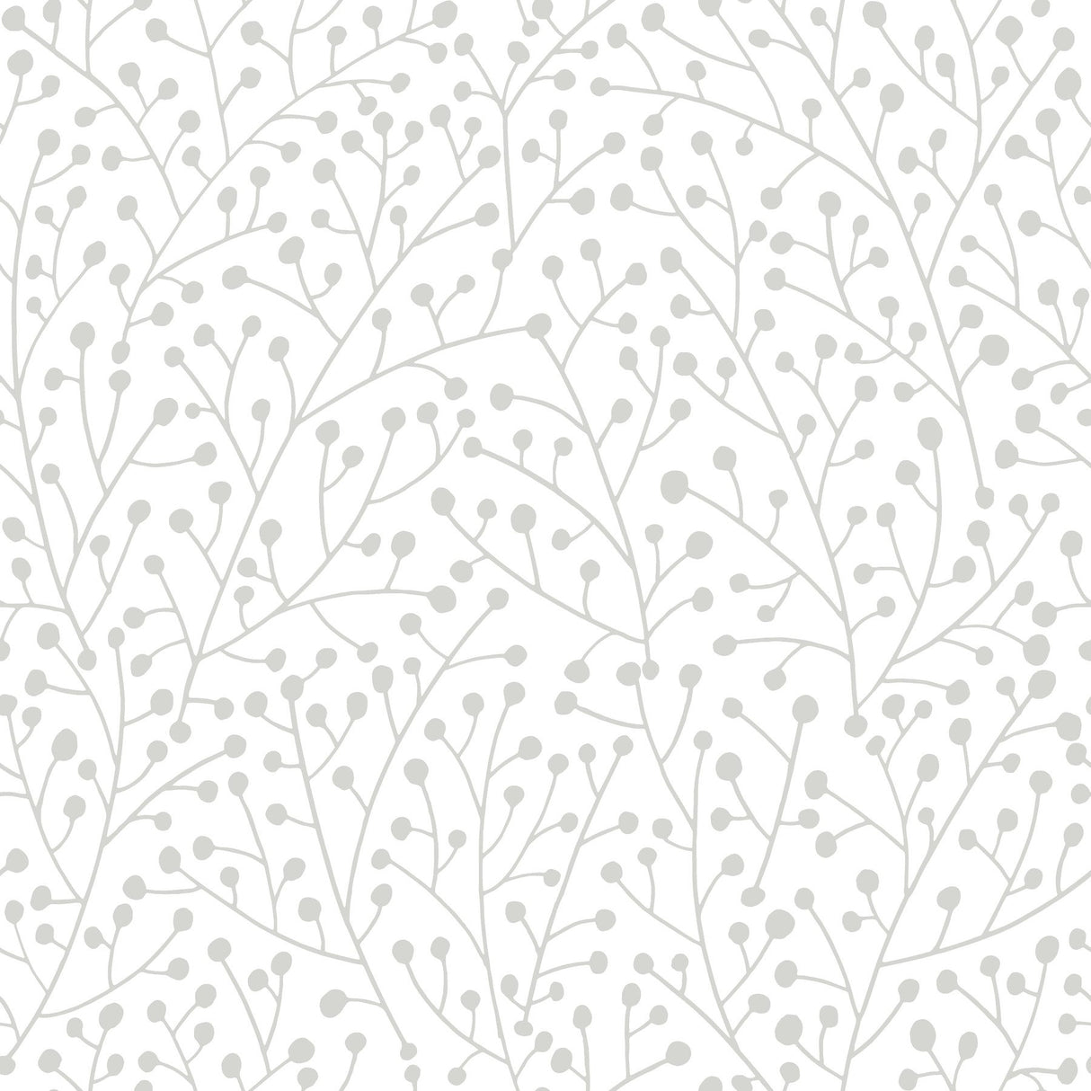 Cat Coquillette Berry Branches Grey Peel & Stick Wallpaper with Botanical Berry Vines Pattern - York RMK12369PL