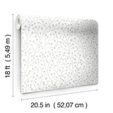 Cat Coquillette Berry Branches Grey Peel & Stick Wallpaper with Botanical Berry Vines Pattern - York RMK12369PL