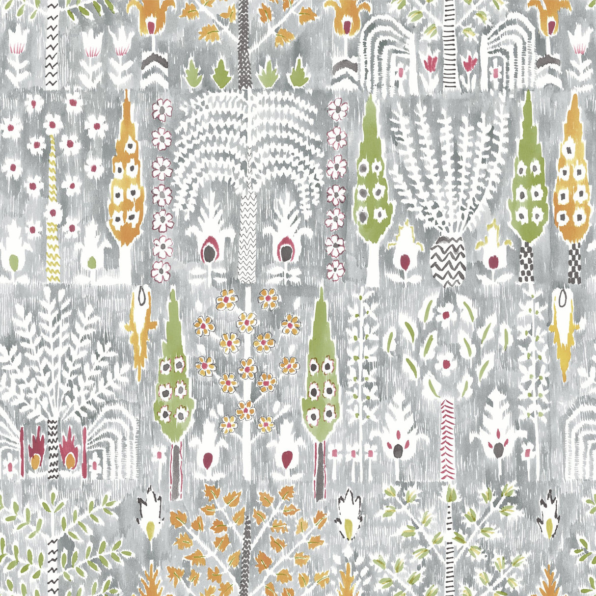Persian Ikat Grey Peel & Stick Wallpaper with Abstract Ikat Motif - York RMK12370PL
