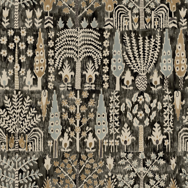 Persian Ikat Black Peel & Stick Wallpaper with Abstract Ikat Pattern, Modern Style - York RMK12371PL