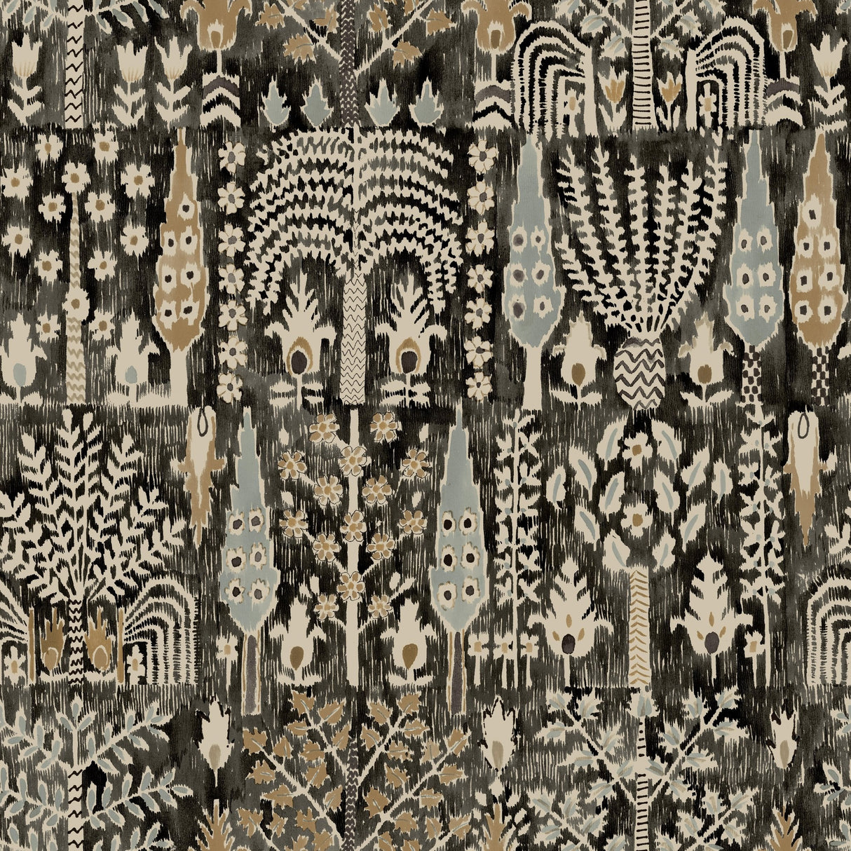Persian Ikat Black Peel & Stick Wallpaper with Abstract Ikat Pattern, Modern Style - York RMK12371PL SAMPLE