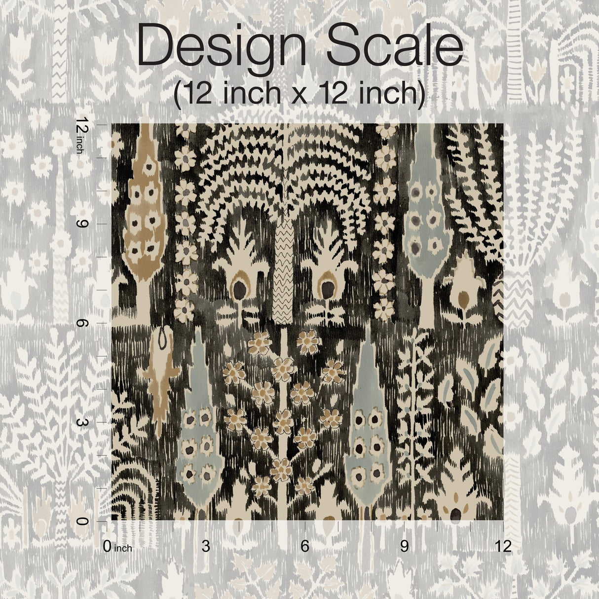 Persian Ikat Black Peel & Stick Wallpaper with Abstract Ikat Pattern, Modern Style - York RMK12371PL