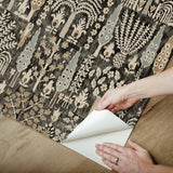 Persian Ikat Black Peel & Stick Wallpaper with Abstract Ikat Pattern, Modern Style - York RMK12371PL
