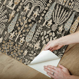 Persian Ikat Black Peel & Stick Wallpaper with Abstract Ikat Pattern, Modern Style - York RMK12371PL SAMPLE
