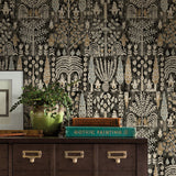 Persian Ikat Black Peel & Stick Wallpaper with Abstract Ikat Pattern, Modern Style - York RMK12371PL