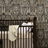 Persian Ikat Black Peel & Stick Wallpaper with Abstract Ikat Pattern, Modern Style - York RMK12371PL