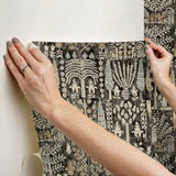 Persian Ikat Black Peel & Stick Wallpaper with Abstract Ikat Pattern, Modern Style - York RMK12371PL