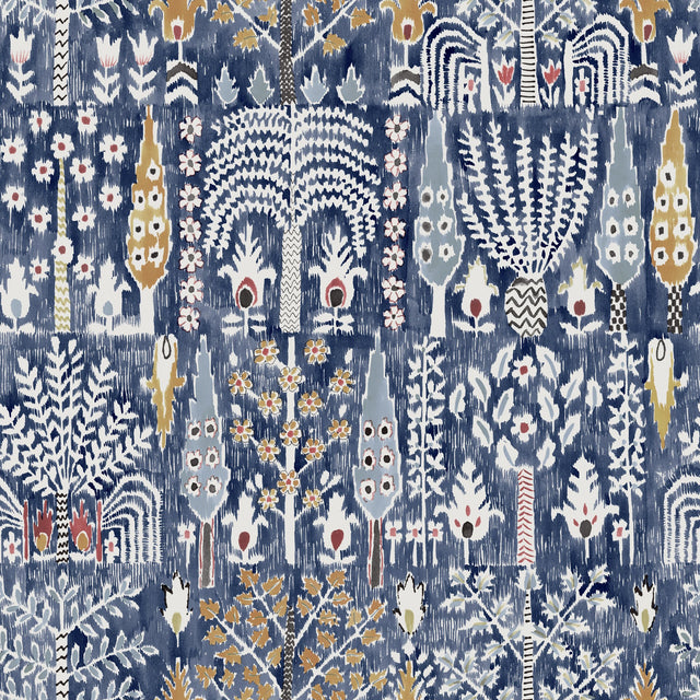 Persian Ikat Blue Peel & Stick Wallpaper with Abstract Ikat Pattern, Modern Style - York RMK12372PL