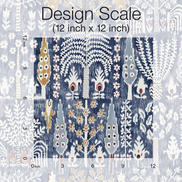 Persian Ikat Blue Peel & Stick Wallpaper with Abstract Ikat Pattern, Modern Style - York RMK12372PL