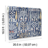 Persian Ikat Blue Peel & Stick Wallpaper with Abstract Ikat Pattern, Modern Style - York RMK12372PL