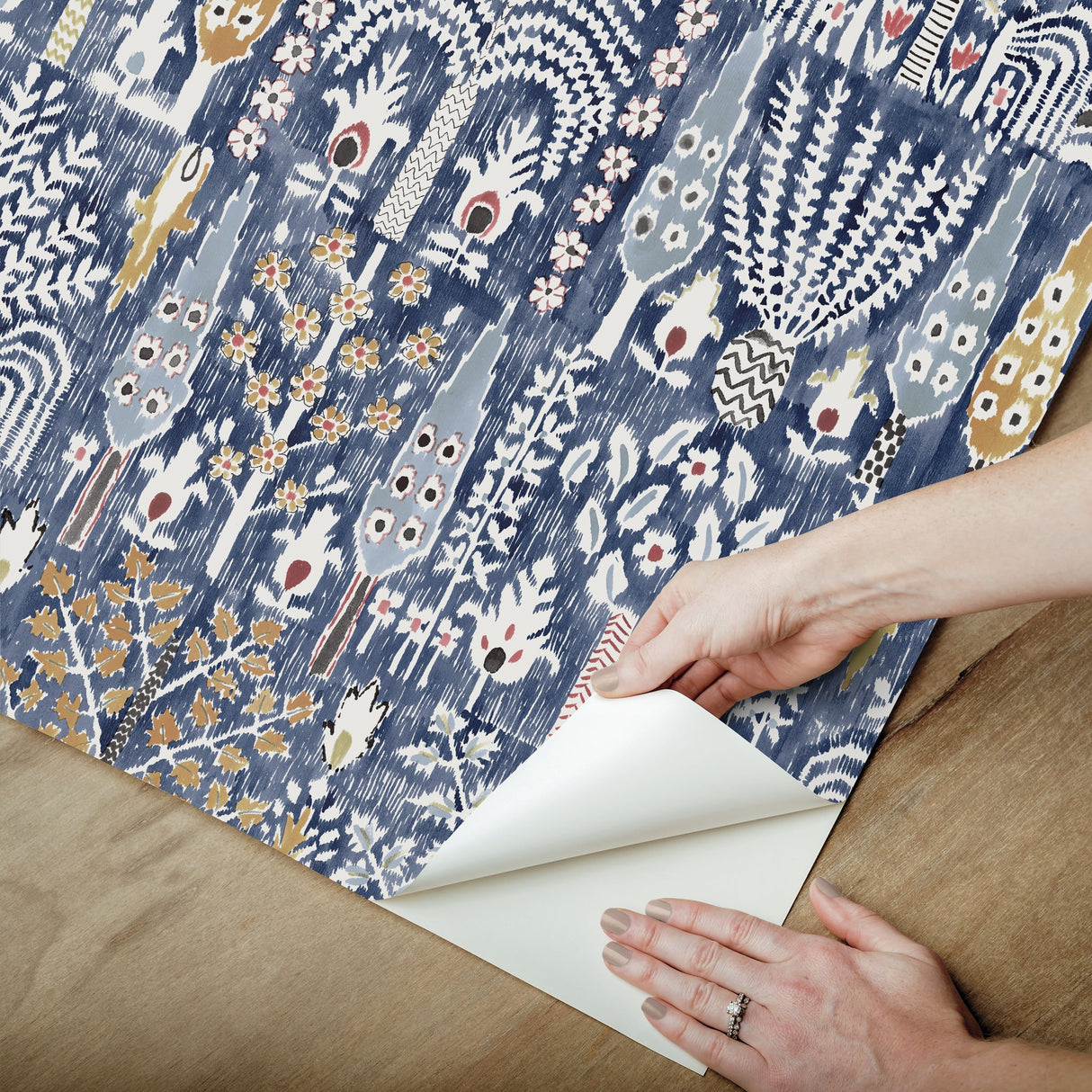 Persian Ikat Blue Peel & Stick Wallpaper with Abstract Ikat Pattern, Modern Style - York RMK12372PL