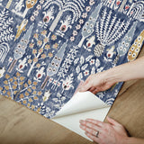 Persian Ikat Blue Peel & Stick Wallpaper with Abstract Ikat Pattern, Modern Style - York RMK12372PL