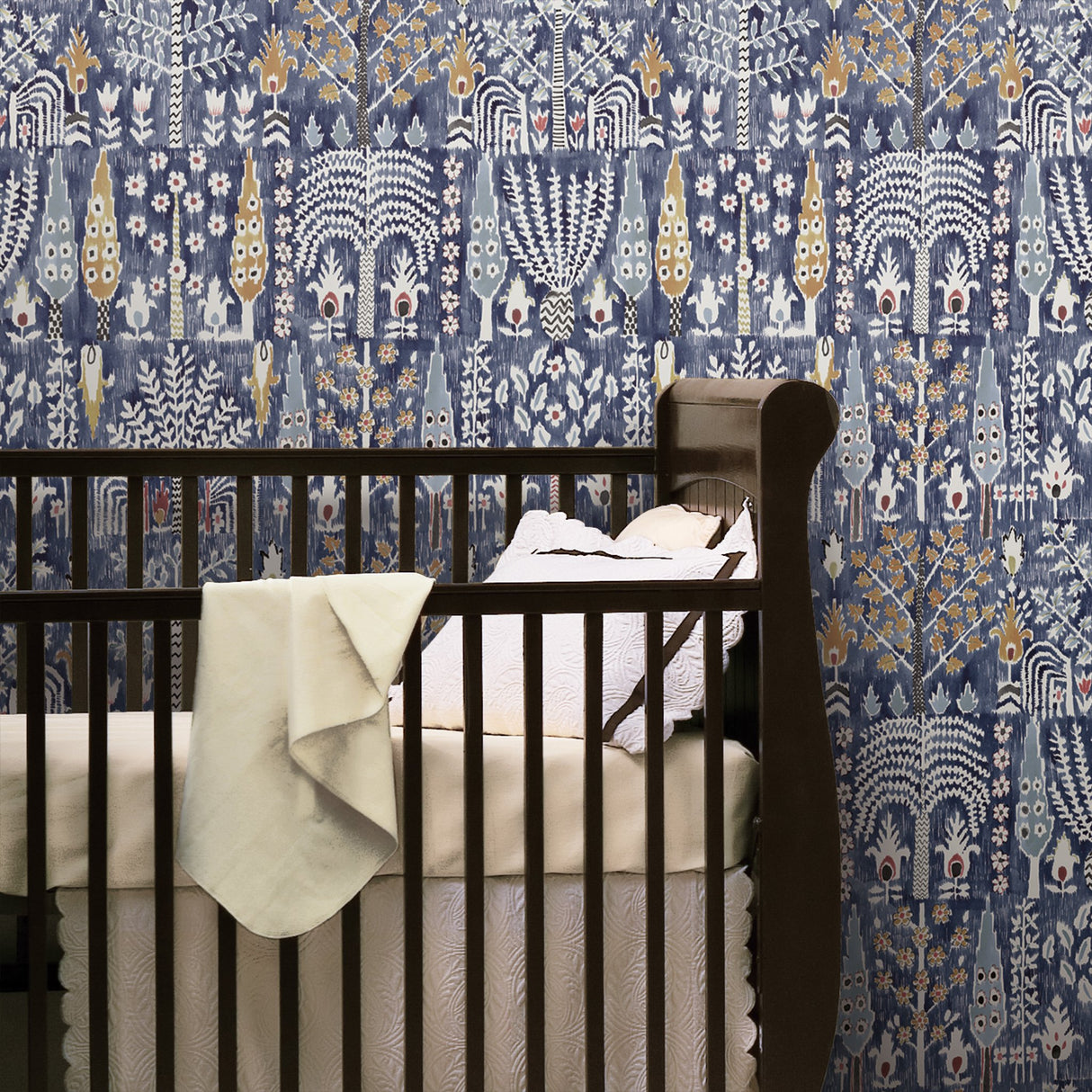 Persian Ikat Blue Peel & Stick Wallpaper with Abstract Ikat Pattern, Modern Style - York RMK12372PL