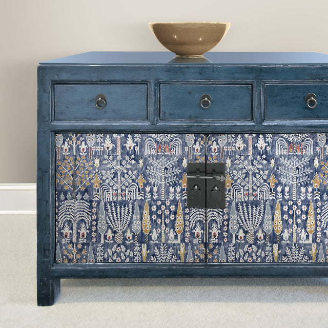 Persian Ikat Blue Peel & Stick Wallpaper with Abstract Ikat Pattern, Modern Style - York RMK12372PL