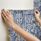 Persian Ikat Blue Peel & Stick Wallpaper with Abstract Ikat Pattern, Modern Style - York RMK12372PL