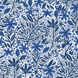 Cat Coquillette Porcelain Garden Blue Peel & Stick Wallpaper with Botanical Floral Motif - York RMK12382PLW