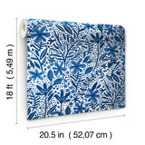 Cat Coquillette Porcelain Garden Blue Peel & Stick Wallpaper with Botanical Floral Motif - York RMK12382PLW