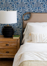 Cat Coquillette Porcelain Garden Blue Peel & Stick Wallpaper with Botanical Floral Motif - York RMK12382PLW