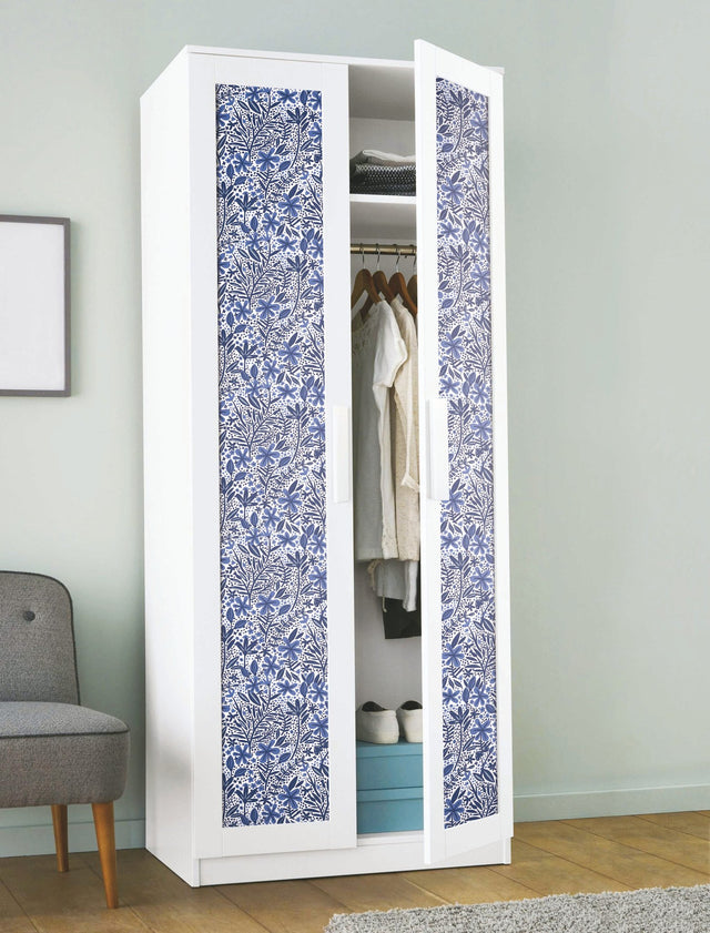 Cat Coquillette Porcelain Garden Blue Peel & Stick Wallpaper with Botanical Floral Motif - York RMK12382PLW